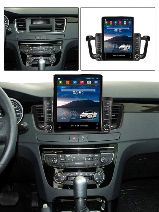 Navigatie Peugeot 508 din 2010-2018, Display TESLA 9.5 inch, 2GB RAM si 32GB ROM, Wireless Carplay si Android Auto, Procesor Octacore, Slot sim 4G, Sunet DSP, Camera Marsarier, Bluetooth, USB, Wi Fi, [3]
