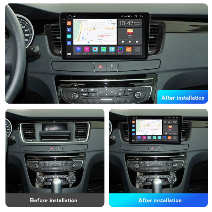 Navigatie Peugeot 508 din 2010-2018, Rezolutie 2K, Display QLED 9.5 inch, 4GB RAM si 64GB ROM, Android, Procesor Octacore, Slot sim 4G, Sunet DSP, Wireless Carplay si Android Auto, Camera Marsarier, U [4]