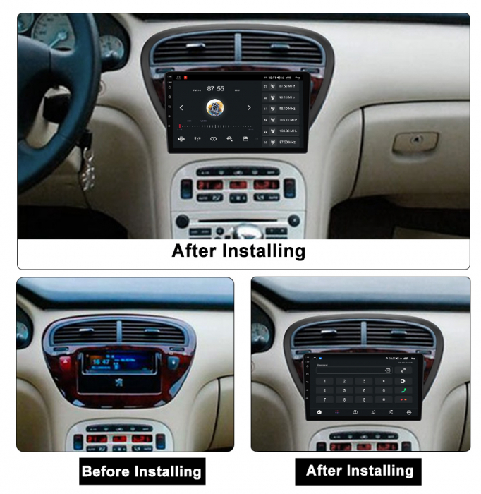 Navigatie Peugeot 607 din 2004-2010,  Android 14 , 4GB RAM, Octacore, Slot Sim 4G, DSP, GPS, Wi-FI, Carplay, Android Auto, USB, Bluetooth, Waze, Touchscreen, 9 inch [3]