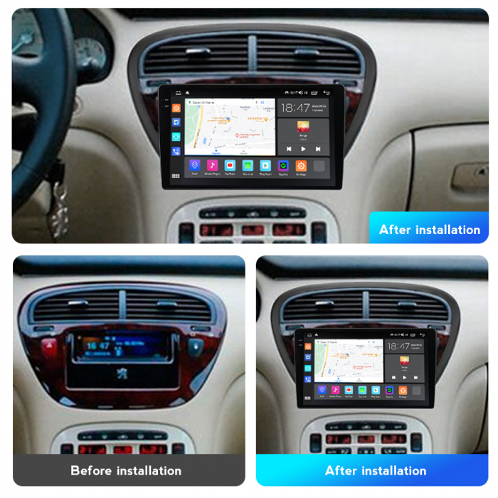 Navigatie Peugeot 607 din 2004-2010, Rezolutie 2K, Display QLED 9.5 inch, 4GB RAM si 64GB ROM, Android, Procesor Octacore, Slot sim 4G, Sunet DSP, Wireless Carplay si Android Auto, Camera Marsarier, U [3]