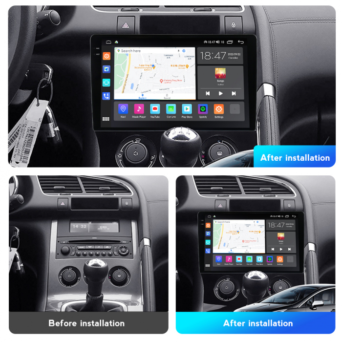 Navigatie Peugeot Citroen 3008 5008 din 2009-2018, Rezolutie 2K, Display QLED 9.5 inch, 4GB RAM si 64GB ROM, Android, Procesor Octacore, Slot sim 4G, Sunet DSP, Wireless Carplay si Android Auto, Camer [4]