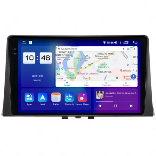 Navigatie Peugeot Partner 2018 - 2024 Rezolutie 2K, Display QLED 9.5 inch, 4GB RAM si 64GB ROM, Android, Procesor Octacore, Slot sim 4G, Sunet DSP, Wireless Carplay si Android Auto, Camera Marsa [2]