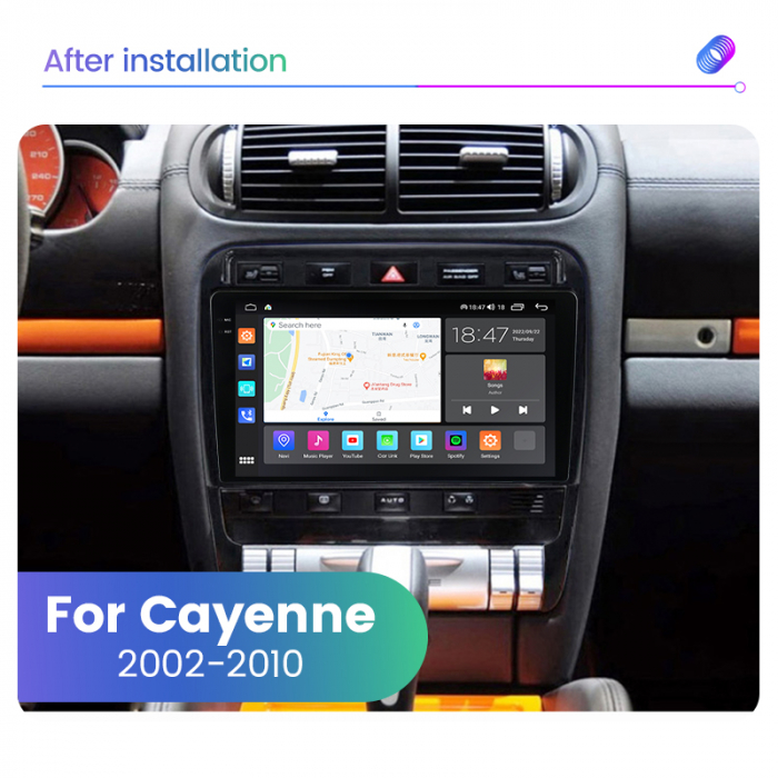 Navigatie Porsche Cayenne din 2002-2010, Rezolutie 2K, Display QLED 9.5 inch, 4GB RAM si 64GB ROM, Android, Procesor Octacore, Slot sim 4G, Sunet DSP, Wireless Carplay si Android Auto, Camera Marsarie [3]