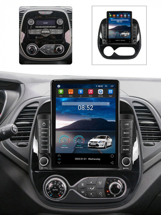 Navigatie Renault Captur din 2016 - 2020, Ecran TESLA 9.7 inch, 8 GB RAM si 128 GB ROM, Android 15, Slot Sim 4G, Procesor Octa Core, Carplay Wireless si Android auto, Procesor Sunet Digital DSP, Aplic [2]