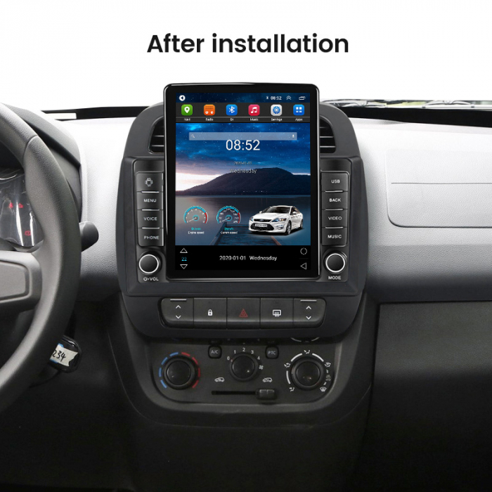 Navigatie Renault K-ZE din 2015 - 2022, Display TESLA 9.5 inch, 2GB RAM si 32GB ROM, Wireless Carplay si Android Auto, Procesor Octacore, Slot sim 4G, Sunet DSP, Camera Marsarier, Bluetooth, USB, Wi F [4]
