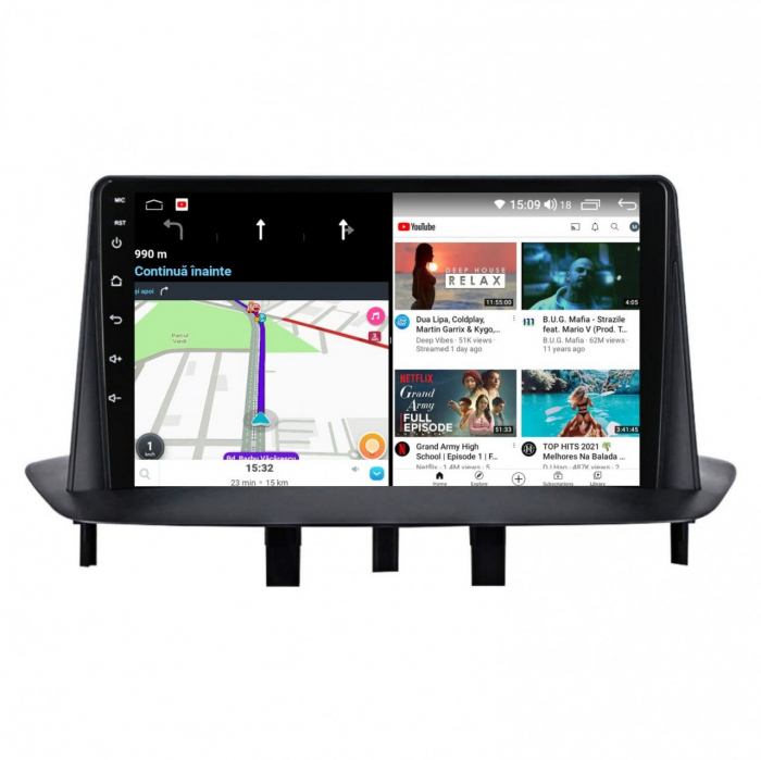 Navigatie Renault Megane 2 din 2002-2009 Android 14 , 4GB RAM , Procesor Quad Core , Wireless Carplay si Android auto , Display HD Touchscreen, Wi-Fi , Bluetooth, USB [4]