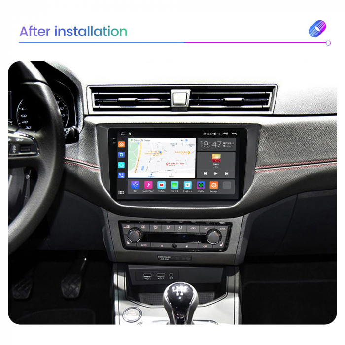 Navigatie Seat Ibiza din 2017-2020, Rezolutie 2K, Display QLED 9.5 inch, 4GB RAM si 64GB ROM, Android, Procesor Octacore, Slot sim 4G, Sunet DSP, Wireless Carplay si Android Auto, Camera Marsarier, US [6]
