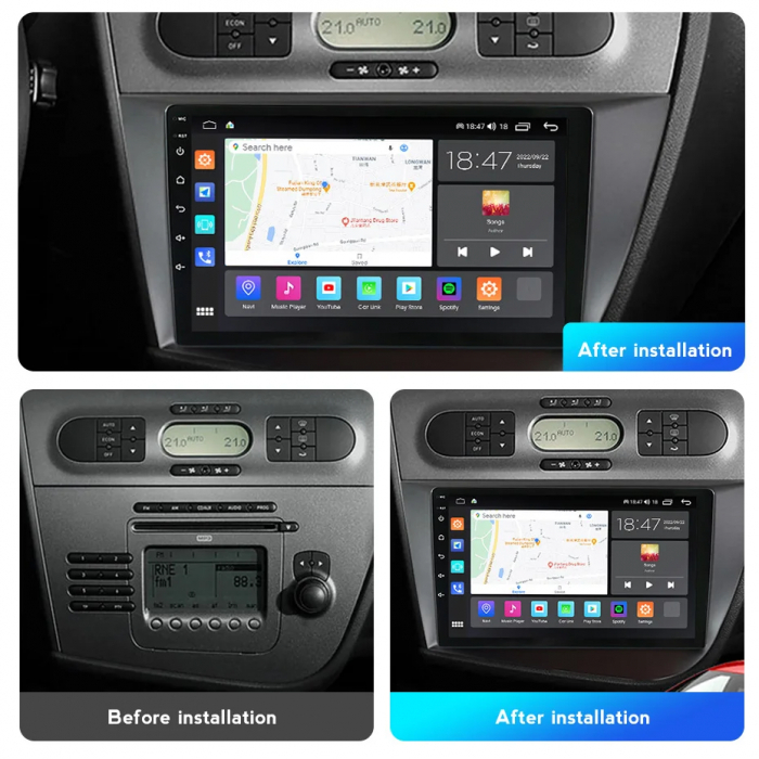 Navigatie Seat Leon 2005 - 2012 Android 14 , 1GB RAM Carplay [5]