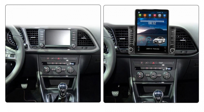 Navigatie Seat Leon 3 din 2014-2020, Display TESLA 9.5 inch, 2GB RAM si 32GB ROM, Wireless Carplay si Android Auto, Procesor Octacore, Slot sim 4G, Sunet DSP, Camera Marsarier, Bluetooth, USB, Wi Fi, [2]