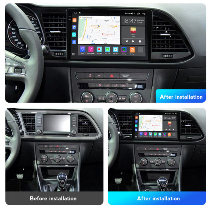 Navigatie Seat Leon 3 din 2014-2020, Rezolutie 2K, Display QLED 9.5 inch, 4GB RAM si 64GB ROM, Android, Procesor Octacore, Slot sim 4G, Sunet DSP, Wireless Carplay si Android Auto, Camera Marsarier, U [4]