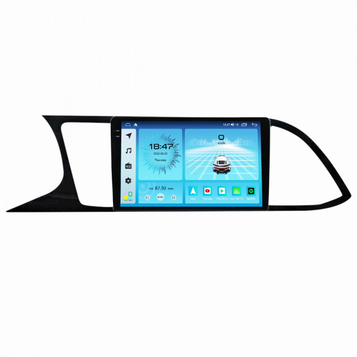 Navigatie Seat Leon 3 din 2014-2020, Rezolutie 2K, Display QLED 9.5 inch, 4GB RAM si 64GB ROM, Android, Procesor Octacore, Slot sim 4G, Sunet DSP, Wireless Carplay si Android Auto, Camera Marsarier, U [2]