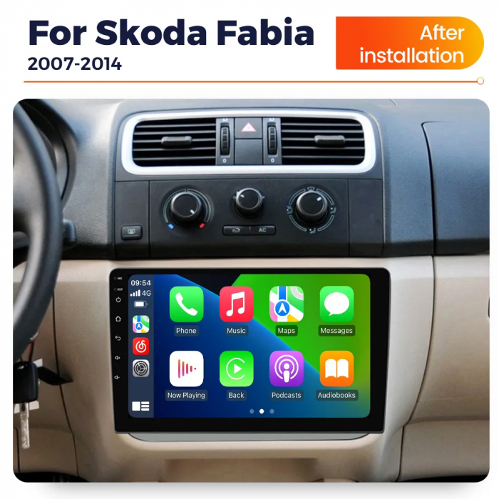Navigatie Skoda Fabia 2007-2014 Android 14 , 2GB RAM QLED Carplay [2]