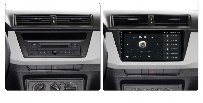 Navigatie Skoda Fabia din 2015 - 2021, 4GB RAM si 64GB ROM, Ecran QLED 9 inch, Android 14, Procesor Octacore, Slot sim 4G, Sunet DSP, Wireless Carplay si Android Auto, Camera Marsarier [3]