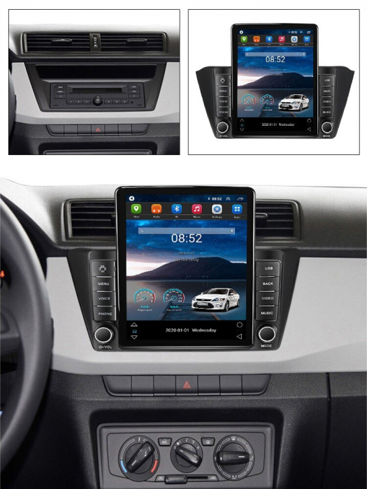 Navigatie Skoda Fabia din 2015-2021, NAVIGPS, Display TESLA 9.5 inch, 2GB RAM si 32GB ROM, Wireless Carplay si Android Auto, Procesor Octacore, Slot sim 4G, Sunet DSP, Camera Marsarier, Bluetooth, USB [3]