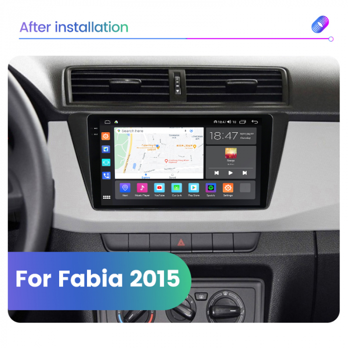 Navigatie Skoda Fabia din 2015-2021, Rezolutie 2K, Ecran QLED 9.5 inch, 8GB RAM si 128GB ROM, Android, Procesor Octacore, Slot sim 4G, Sunet DSP, Wireless Carplay [3]