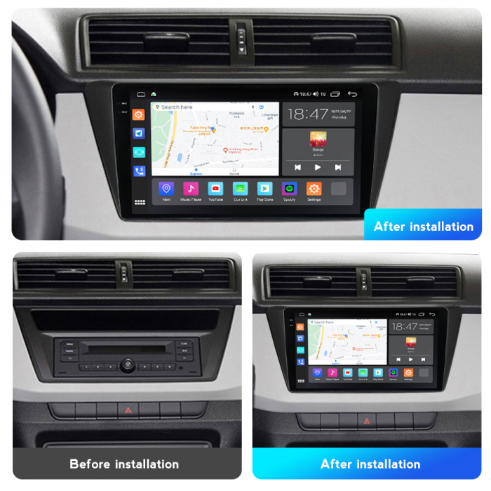 Navigatie Skoda Fabia din 2015-2021, Rezolutie 2K, Ecran QLED 9.5 inch, 8GB RAM si 128GB ROM, Android, Procesor Octacore, Slot sim 4G, Sunet DSP, Wireless Carplay [2]