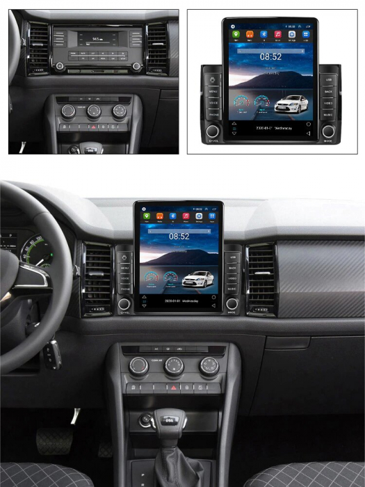 Navigatie Skoda Kodiaq din 2016-2021, Display TESLA 9.5 inch, 2GB RAM si 32GB ROM, Wireless Carplay si Android Auto, Procesor Octacore, Slot sim 4G, Sunet DSP, Camera Marsarier, Bluetooth, USB, Wi Fi, [3]