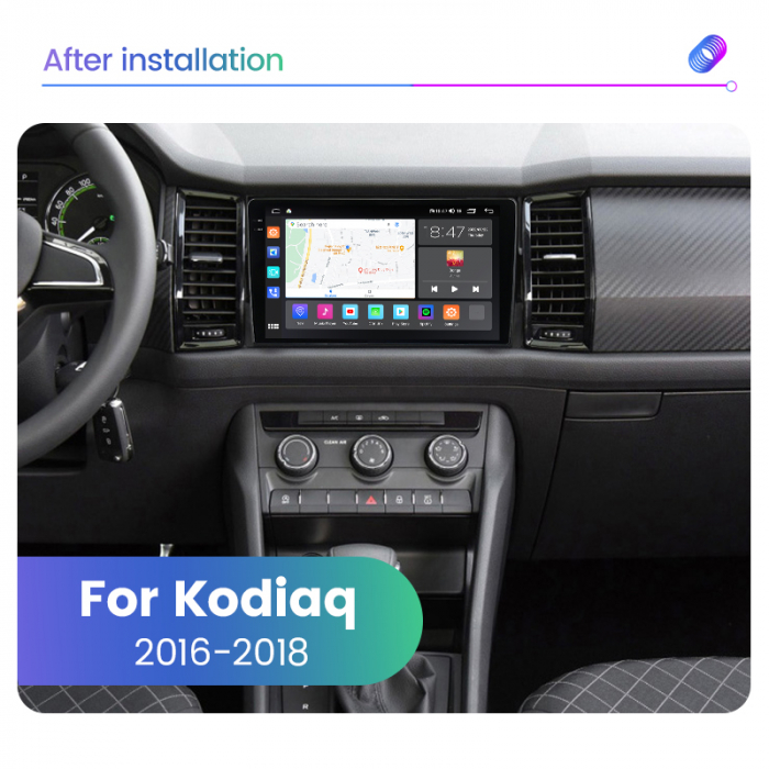 Navigatie Skoda Kodiaq din 2016-2021, Rezolutie 2K, Ecran QLED 9.5 inch, 8GB RAM si 128GB ROM, Android, Procesor Octacore, Slot sim 4G, Sunet DSP, Wireless Carplay si Android Auto [2]