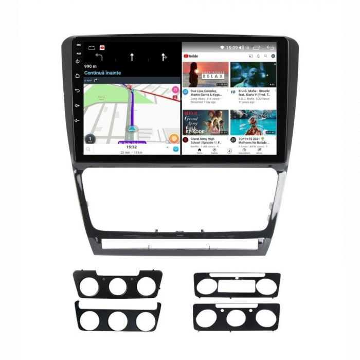 Navigatie Skoda Octavia 2 din 2008 - 2013 Android 14 , 4GB RAM , Procesor Quad Core , Wireless Carplay si Android auto , Display HD Touchscreen, Wi-Fi , Bluetooth, USB [4]