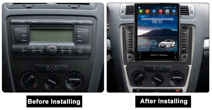 Navigatie Skoda Octavia 2 din 2008 - 2013, Display TESLA 9.5 inch, 2GB RAM si 32GB ROM, Wireless Carplay si Android Auto, Procesor Octacore, Slot sim 4G, Sunet DSP, Camera Marsarier, Bluetooth, USB, W [3]