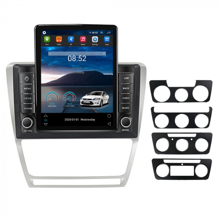 Navigatie Skoda Octavia 2 din 2008 - 2013, Display TESLA 9.5 inch, 2GB RAM si 32GB ROM, Wireless Carplay si Android Auto, Procesor Octacore, Slot sim 4G, Sunet DSP, Camera Marsarier, Bluetooth, USB, W [2]