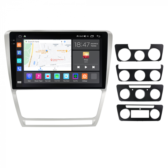 Navigatie Skoda Octavia 2 din 2008 - 2013, Rezolutie 2K, Ecran QLED 10.5 inch, 8GB RAM si 128GB ROM, Android, Procesor Octacore, Slot sim 4G, Sunet DSP, Wireless Carplay [3]