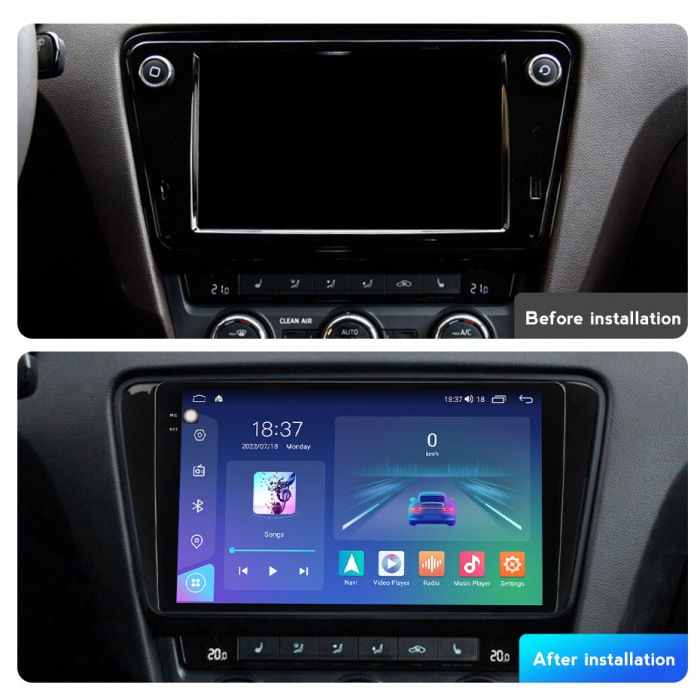 Navigatie Skoda Octavia 3 din 2013-2018, Rezolutie 2K, Ecran QLED 10.5 inch, 8GB RAM si 128GB ROM, Android, Procesor Octacore, Slot sim 4G, Sunet DSP, Wireless Carplay si Android Auto [3]