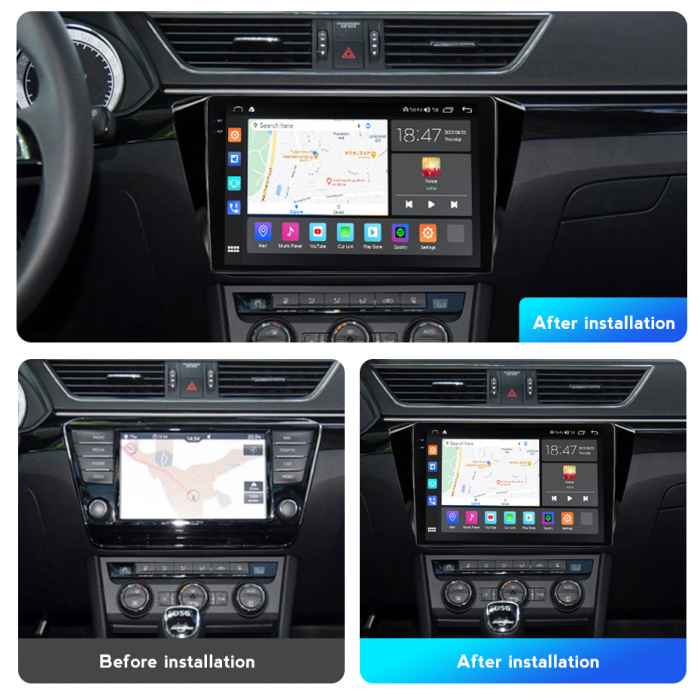 Navigatie Skoda Superb 3 din 2015-2019, Rezolutie 2K, Ecran QLED 10.5 inch, 8GB RAM si 128GB ROM, Android, Procesor Octacore, Slot sim 4G, Sunet DSP, Wireless Carplay si Android Auto [3]