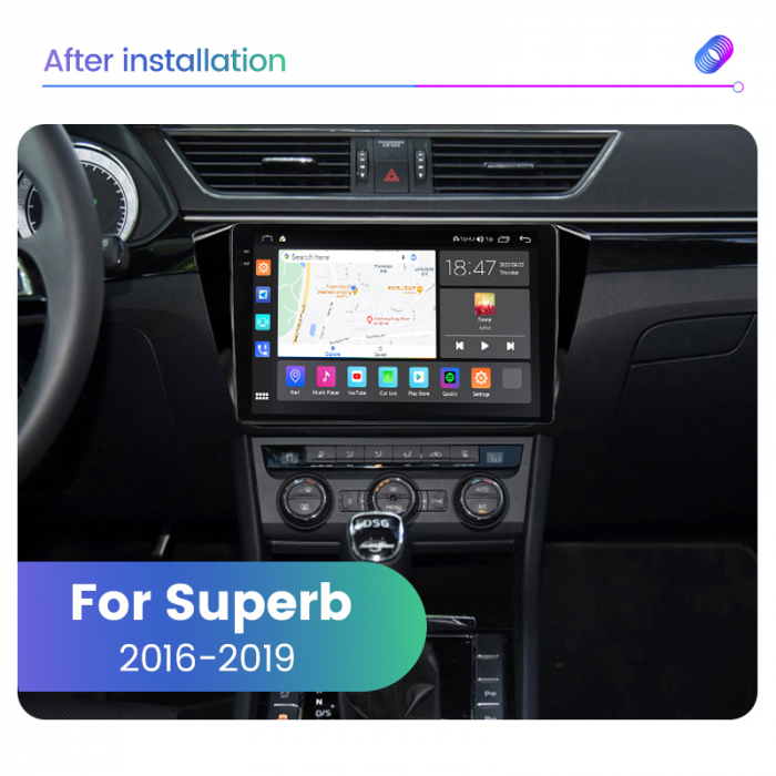 Navigatie Skoda Superb 3 din 2015-2019, Rezolutie 2K, Ecran QLED 10.5 inch, 8GB RAM si 128GB ROM, Android, Procesor Octacore, Slot sim 4G, Sunet DSP, Wireless Carplay si Android Auto [2]