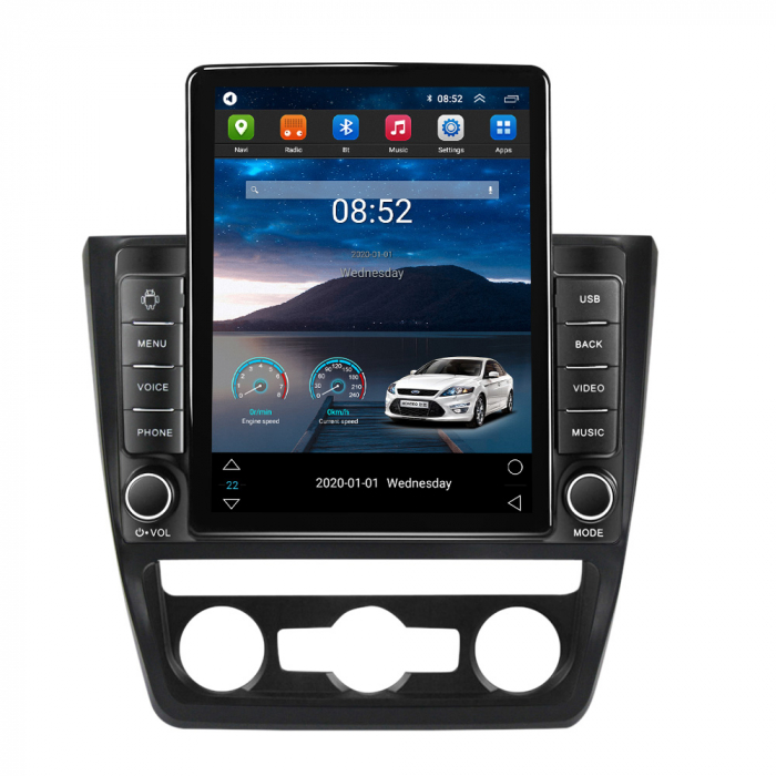 Navigatie Skoda Yeti 5L din 2009 - 2014, Display TESLA 9.5 inch, 2GB RAM si 32GB ROM, Wireless Carplay si Android Auto, Procesor Octacore, Slot sim 4G, Sunet DSP, Camera Marsarier, Bluetooth, USB, Wi [2]