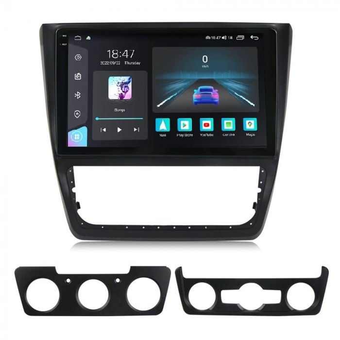 Navigatie Skoda Yeti 5L din 2009 - 2014, Rezolutie 2K, Ecran QLED 9.5 inch, 8GB RAM si 128GB ROM, Android, Procesor Octacore, Slot sim 4G, Sunet DSP, Wireless Carplay [1]