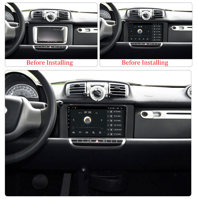 Navigatie Smart din 2006-2010, Android 14, Wireless Carplay si Android Auto, 2GB RAM si 32GB ROM, Display IPS 9 inch, Camera Marsarier, Internet, Aplicatii, Wi Fi, Usb, Bluetooth [4]