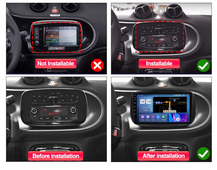 Navigatie Smart din 2015 - 2020, 8GB RAM si 128GB ROM, Ecran QLED 9 inch, Android 14, Procesor Octacore, Slot sim 4G, Sunet DSP, Wireless Carplay si Android Auto, Camera Marsarier [2]