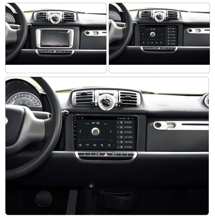 Navigatie Smart Fortwo din 2010-2015, Android 14, Wireless Carplay si Android Auto, 2GB RAM si 32GB ROM, Display IPS 9 inch, Camera Marsarier, Internet, Aplicatii, Wi Fi, Usb, Bluetooth [3]