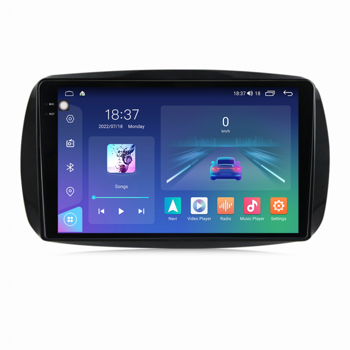 Navigatie Smart Fortwo din 2015-2020, Android 14, Wireless Carplay si Android Auto, 2GB RAM si 32GB ROM, Display IPS 9 inch, Camera Marsarier, Internet, Aplicatii, Wi Fi, Usb, Bluetooth [2]