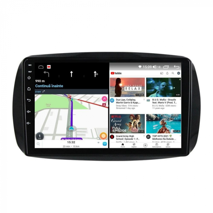 Navigatie Smart Fortwo din 2015-2020 Android 14 , 4GB RAM , Procesor Quad Core , Wireless Carplay si Android auto , Display HD Touchscreen, Wi-Fi , Bluetooth, USB [4]