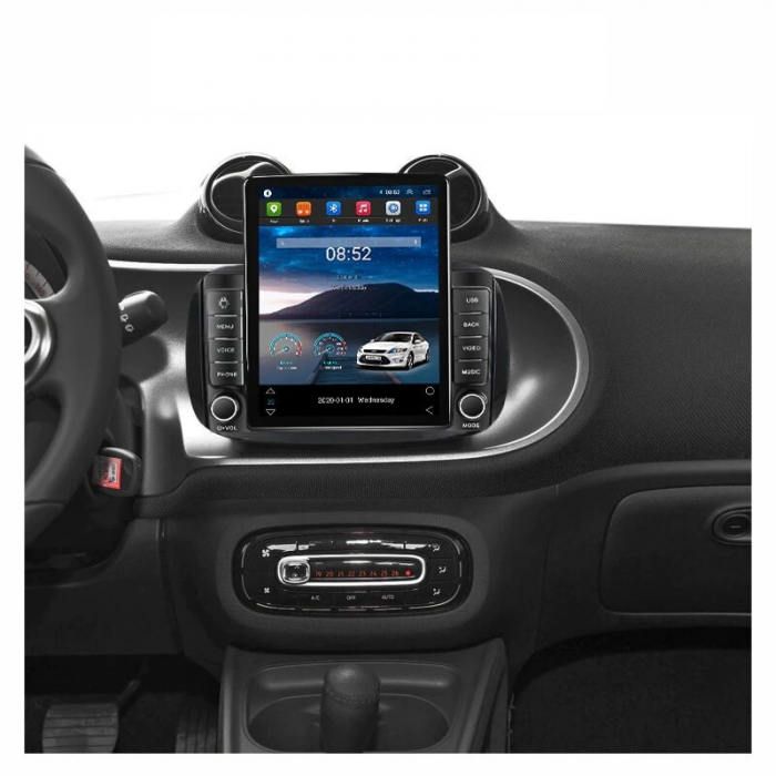 Navigatie Smart Fortwo din 2015-2020, Display TESLA 9.5 inch, 2GB RAM si 32GB ROM, Wireless Carplay si Android Auto, Procesor Octacore, Slot sim 4G, Sunet DSP, Camera Marsarier, Bluetooth, USB, Wi Fi, [3]