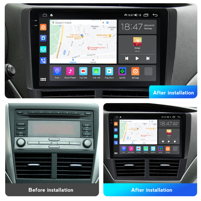 Navigatie Subaru Forester 3 din 2007 - 2013, Rezolutie 2K, Ecran QLED 9.5 inch, 8GB RAM si 128GB ROM, Android, Procesor Octacore, Slot sim 4G, Sunet DSP, Wireless Carplay [2]
