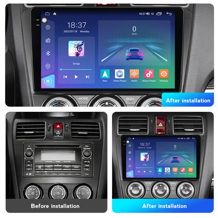 Navigatie Subaru Forester din 2012-2019, Rezolutie 2K, Display QLED 9.5 inch, 4GB RAM si 64GB ROM, Android, Procesor Octacore, Slot sim 4G, Sunet DSP, Wireless Carplay si Android Auto, Camera Marsarie [4]