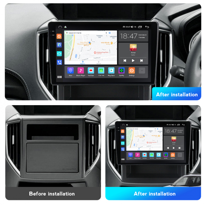 Navigatie Subaru Forester din 2017 - 2020, Rezolutie 2K, Display QLED 9.5 inch, 4GB RAM si 64GB ROM, Android, Procesor Octacore, Slot sim 4G, Sunet DSP, Wireless Carplay si Android Auto, Camera Marsar [4]