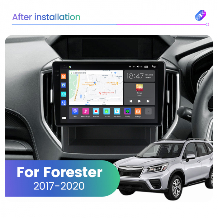 Navigatie Subaru Forester din 2017 - 2020, Rezolutie 2K, Display QLED 9.5 inch, 4GB RAM si 64GB ROM, Android, Procesor Octacore, Slot sim 4G, Sunet DSP, Wireless Carplay si Android Auto, Camera Marsar [3]