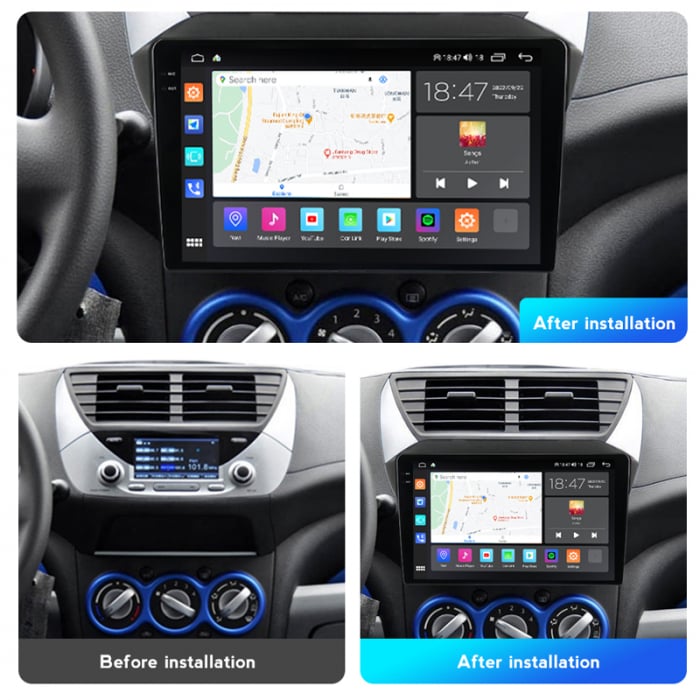 Navigatie Suzuki Alto din 2009-2016, Rezolutie 2K, Display QLED 9.5 inch, 4GB RAM si 64GB ROM, Android, Procesor Octacore, Slot sim 4G, Sunet DSP, Wireless Carplay si Android Auto, Camera Marsarier, U [3]