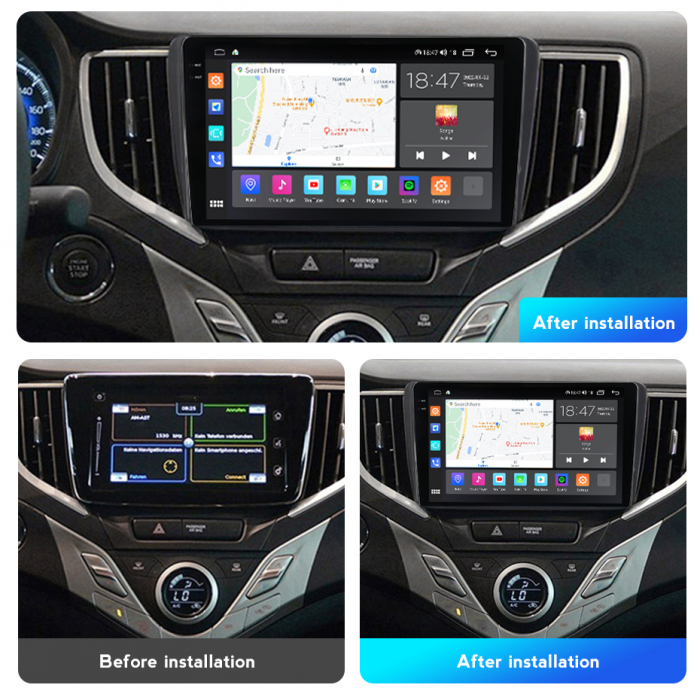 Navigatie Suzuki Baleno din 2015-2022, Rezolutie 2K, Display QLED 9.5 inch, 4GB RAM si 64GB ROM, Android, Procesor Octacore, Slot sim 4G, Sunet DSP, Wireless Carplay si Android Auto, Camera Marsarier, [3]