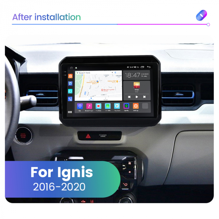Navigatie Suzuki Ignis din 2016-2020, Rezolutie 2K, Display QLED 9.5 inch, 4GB RAM si 64GB ROM, Android, Procesor Octacore, Slot sim 4G, Sunet DSP, Wireless Carplay si Android Auto, Camera Marsarier, [4]