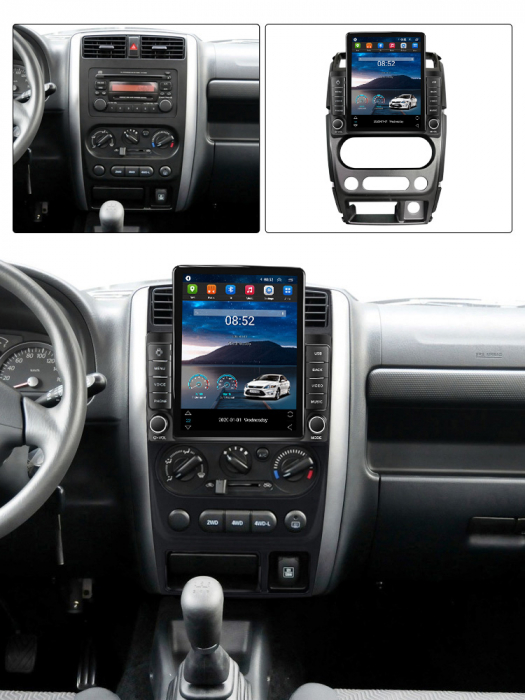 Navigatie Suzuki Jimny din 2005-2018, Display TESLA 9.5 inch, 2GB RAM si 32GB ROM, Wireless Carplay si Android Auto, Procesor Octacore, Slot sim 4G, Sunet DSP, Camera Marsarier, Bluetooth, USB, Wi Fi, [3]