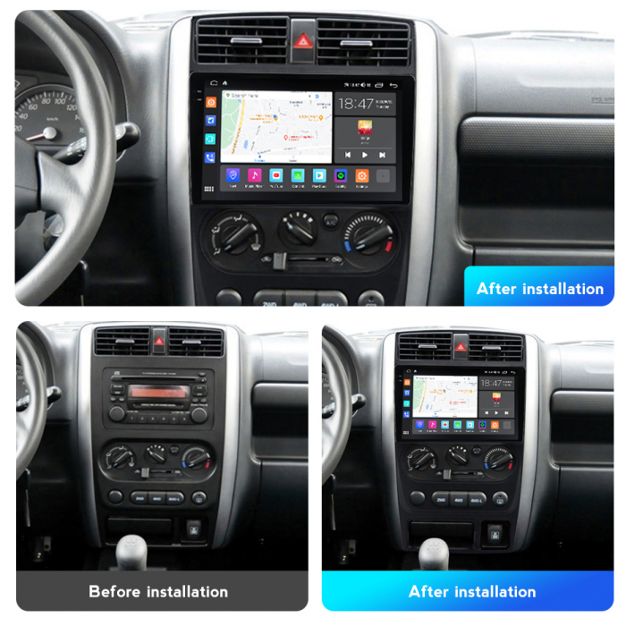 Navigatie Suzuki Jimny din 2005-2018, Rezolutie 2K, Display QLED 9.5 inch, 4GB RAM si 64GB ROM, Android, Procesor Octacore, Slot sim 4G, Sunet DSP, Wireless Carplay si Android Auto, Camera Marsarier, [3]