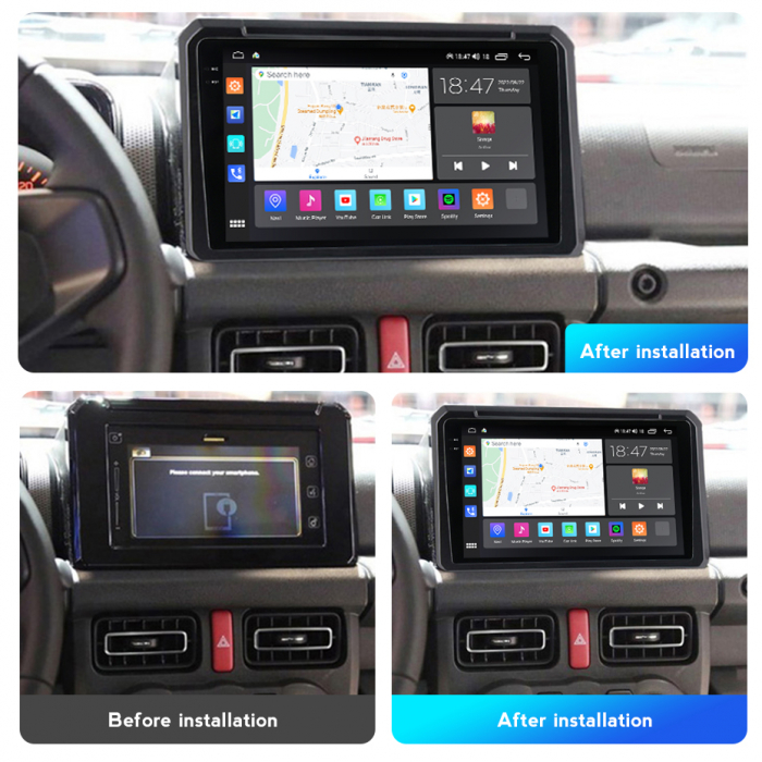 Navigatie Suzuki Jimny din 2018-2022, Rezolutie 2K, Display QLED 9.5 inch, 4GB RAM si 64GB ROM, Android, Procesor Octacore, Slot sim 4G, Sunet DSP, Wireless Carplay si Android Auto, Camera Marsarier, [2]