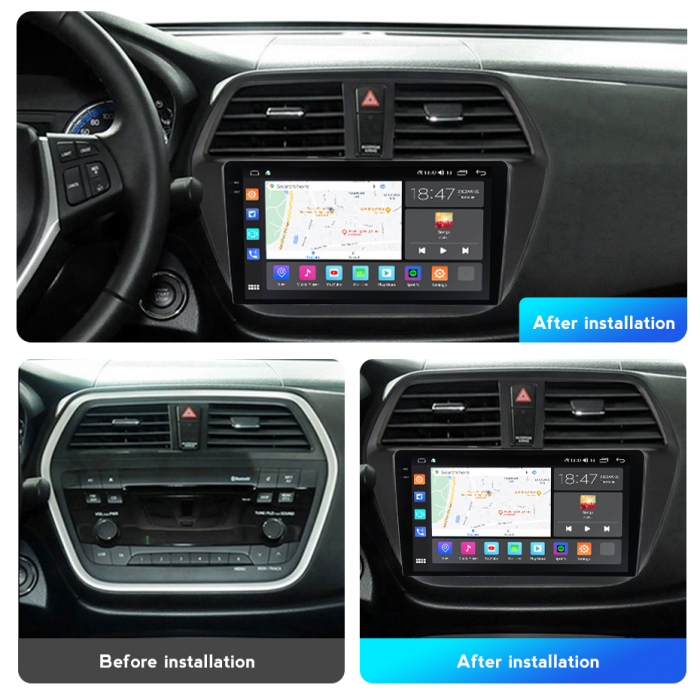 Navigatie Suzuki S Cross din 2012-2017, Rezolutie 2K, Display QLED 9.5 inch, 4GB RAM si 64GB ROM, Android, Procesor Octacore, Slot sim 4G, Sunet DSP, Wireless Carplay si Android Auto, Camera Marsarier [3]