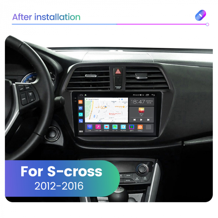Navigatie Suzuki S Cross din 2012-2017, Rezolutie 2K, Display QLED 9.5 inch, 4GB RAM si 64GB ROM, Android, Procesor Octacore, Slot sim 4G, Sunet DSP, Wireless Carplay si Android Auto, Camera Marsarier [4]