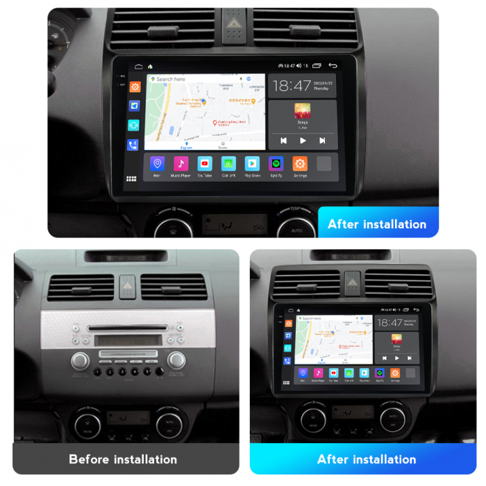 Navigatie Suzuki Swift din 2003-2010, Rezolutie 2K, Display QLED 9.5 inch, 4GB RAM si 64GB ROM, Android, Procesor Octacore, Slot sim 4G, Sunet DSP, Wireless Carplay si Android Auto, Camera Marsarier, [3]